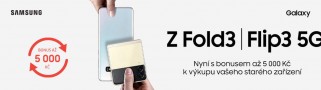 více o novince zde - Ohebný Samsung Galaxy Z Fold3 5G a Z Flip3 5G je nyní s bonusem až 5000 Kč - Otevřete se novým možnostem s designem bořícím očekávání!
